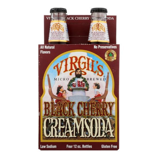 Virgil's Rootbeer Cream Soda - Black Cherry - Case of 6 - 12 Fl oz.
