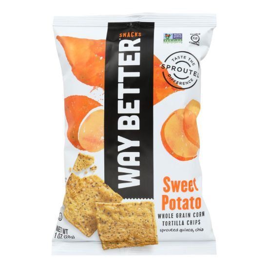 Way Better Snacks Tortilla Chips - Sweet Potato - Case of 12 - 1 oz.