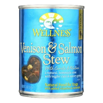 Wellness Pet Products Dog Food - Venison and Salmon with Potatoes and Carrots - Case of 12 - 12.5 oz.