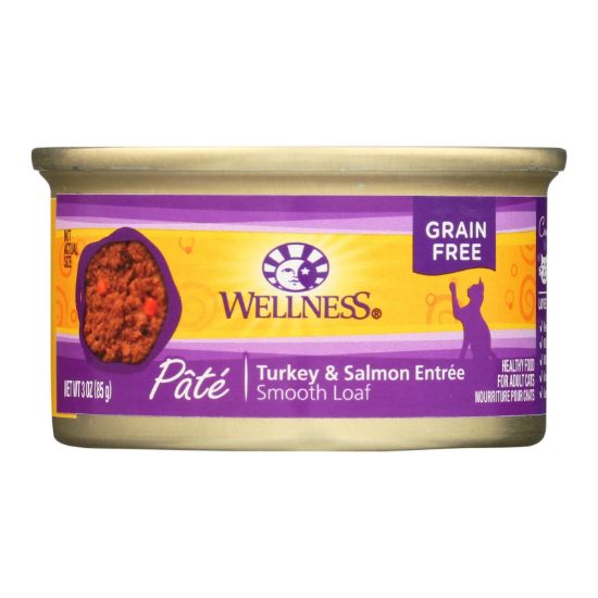 Wellness Pet Products Cat Food - Turkey and Salmon Recipe - Case of 24 - 3 oz.