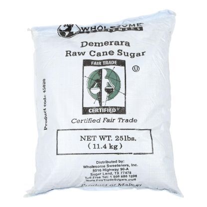 Wholesome Sweeteners Turbinado Sugar - Raw Cane Sugar - Case of 25 lbs