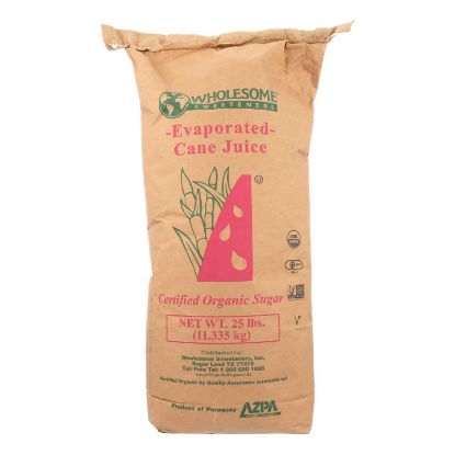 Wholesome Sweeteners Cane Sugar - Organic and Natural - Case of 25 lbs