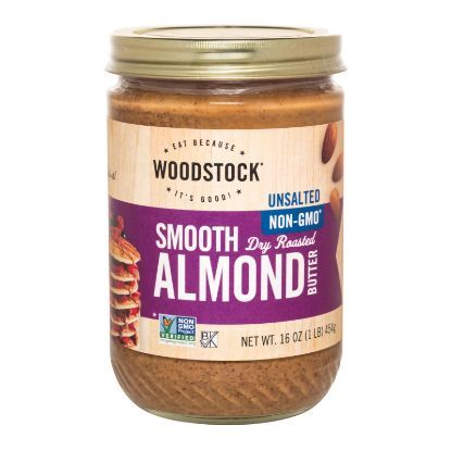 Woodstock Smooth Almond Butter - Case of 12 - 16 oz.