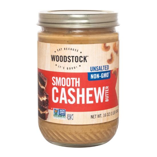 Woodstock Natural Cashew Butter - Unsalted - Case of 12 - 16 oz.