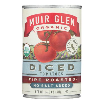 Muir Glen Diced Fire Roasted Tomato No Salt - Tomato - Case of 12 - 14.5 oz.