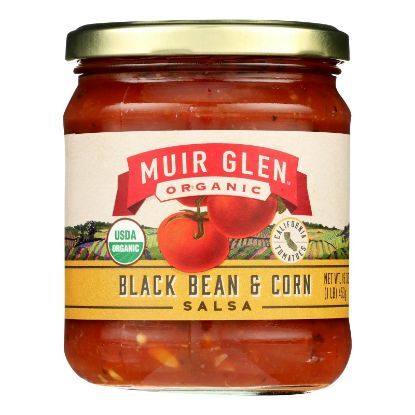 Muir Glen Black Bean Corn Med Salsa - Tomato - Case of 12 - 16 oz.