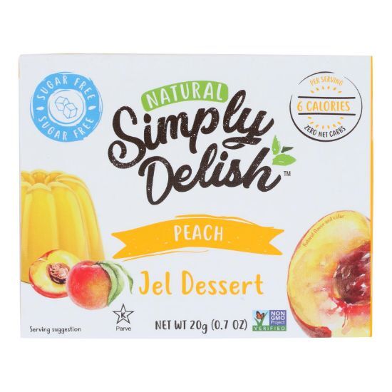 Simply Delish Jel Dessert - Peach - Case of 6 - 1.6 oz.