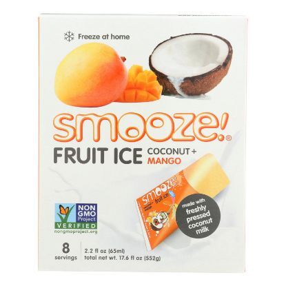 Smooz.e All Natural Fruit Ice - Mango Coconut - Case of 12 - 17.6 Fl oz.