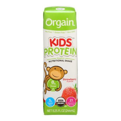 Orgain Kids Protein Shake - Strawberry - Case of 12 - 8.25 fl oz.
