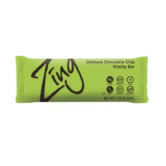 Zing Nutrition Bar - Oatmeal Chocolate Chip - Case of 12 - 1.76 oz.