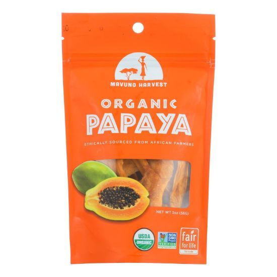 Mavuno Harvest Organic Dried Fruits - Papaya - Case of 6 - 2 oz.