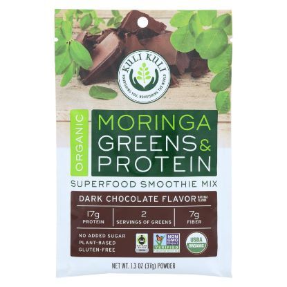 Kuli Kuli Moringa Greens and Protein Powder - Dark Chocolate - 12 ct 1.3 oz packet