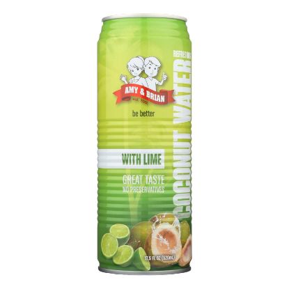 Amy and Brian Coconut Water with Lime - Case of 12 - 17.5 fl oz