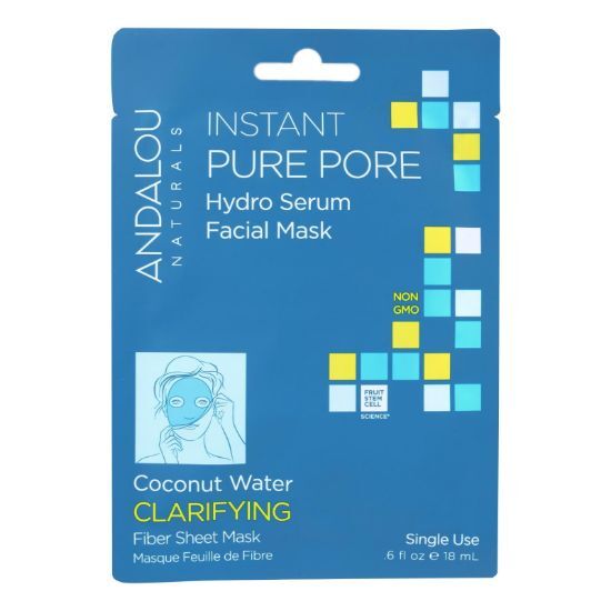 andalou Naturals Instant Pure Pore Facial Mask - Coconut Water Clarifying - Case of 6 - 0.6 fl oz