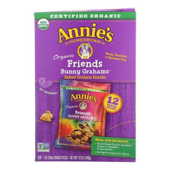 Annie's Homegrown Snack Pack - Organic - Bunny Grahms - Frd - 12 - Case of 4 - 12/1 oz