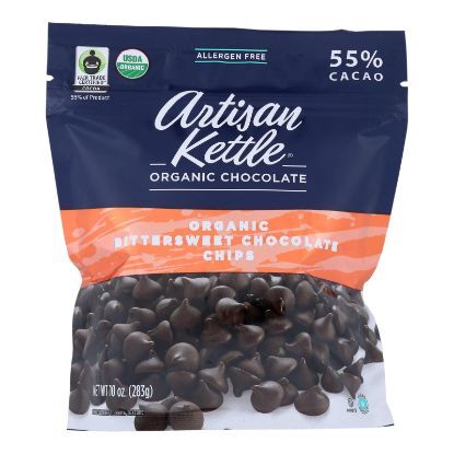Artisan Kettle Chocolate Chips - Organic - Bittersweet - Case of 6 - 10 oz