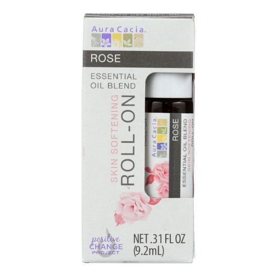 Aura Cacia - Roll On Essential Oil - Rose - Case of 4 - .31 fl oz