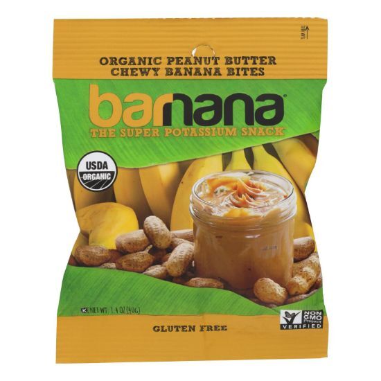 Barnana Organic Chewy Banana Bites - Peanut Butter - Case of 12 - 1.4 oz