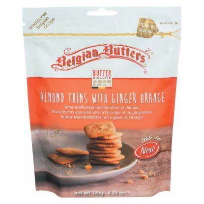 Belgian Butters Almond Thins - Ginger Orange - Case of 8 - 4.23 oz