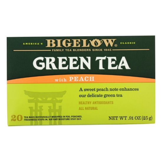 Bigelow Tea Green Tea - with Peach - Case of 6 - 20 BAG