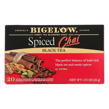 Bigelow Tea Black Tea - Spiced Chai - Case of 6 - 20 BAG