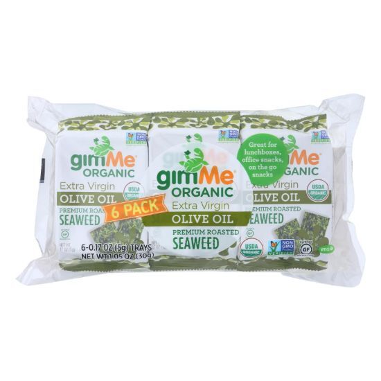 Gimme Seaweed Snacks Seaweed Snack - Organic - Extra Virgin Olive Oil - Case of 8 - 6/.17 oz