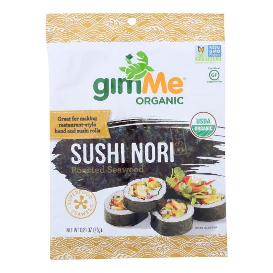 Gimme Seaweed Snacks 100% Organic Roasted Seaweed Sushi Nori - Wrap N' Roll - Case of 12 - .81 oz