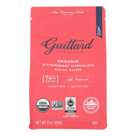 Guittard Chocolate Baking Wafers - Organic - 74% Bittersweet - Case of 8 - 12 oz