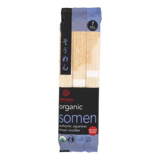 Hakubaku 100% Organic Noodles - Somen - Case of 8 - 9.52 oz