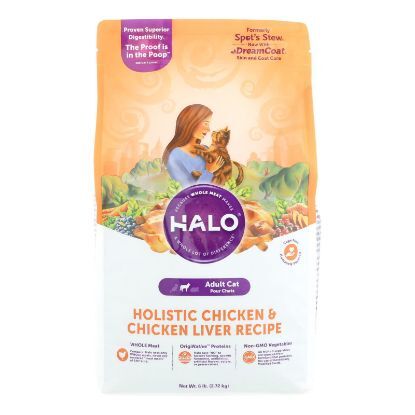 Halo Purely For Pets Holistic - Cat - Chicken and Chicken Liver Recipe - Case of 4 - 6 lb.