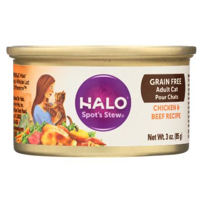 Halo Purely For Pets Pate - Cat - Chicken and Beef - Grain Free - Case of 12 - 3 oz
