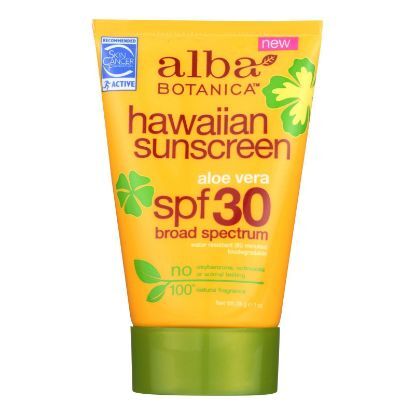 Alba Botanica Hawaiian Sunscreen: Aloe Vera, SPF 30 Protection- 1 oz 