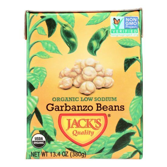 Jack's Quality Organic Garbanzo Beans - Low Sodium - Case of 8 - 13.4 oz