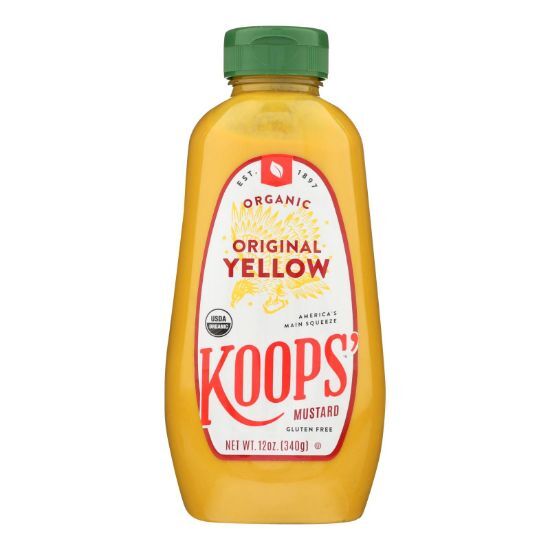 Koops' Organic Mustard: Yellow Gluten Free - Case of 12 - 12 oz