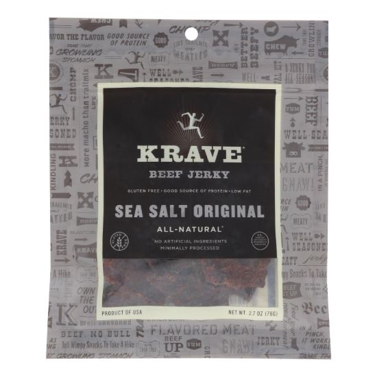 Krave Beef Jerky - Sea Salt Original - Case of 8 - 2.7 oz