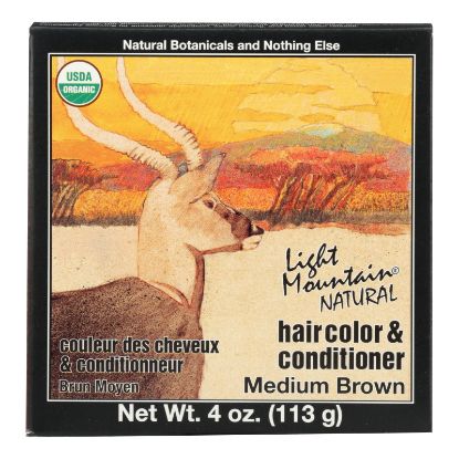 Light Mountain Organic Hair Color and Conditioner - Medium Brown - 4 oz