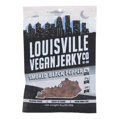 Louisville Vegan Jerky Jerky - Vegan - Black Pepper - Case of 10 - 3 oz
