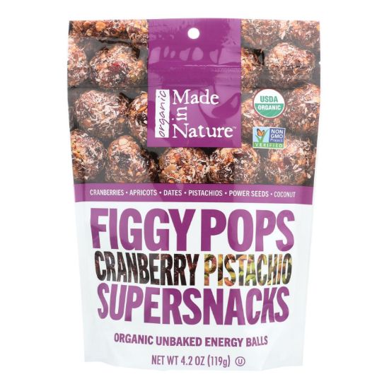 Made in Nature Figgy Pops - Cranberry Pistachio - Case of 6 - 4.2 oz