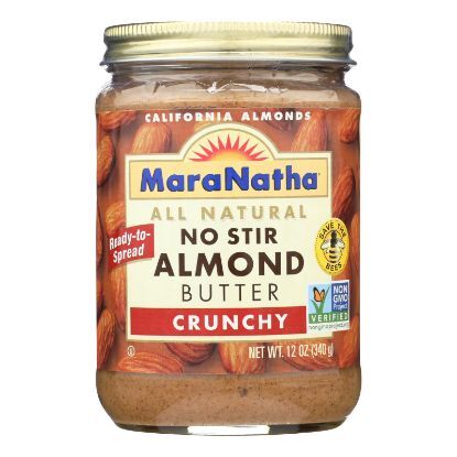 Maranatha Natural Foods Almond Butter - No Stir - Crunch - Case of 6 - 12 oz