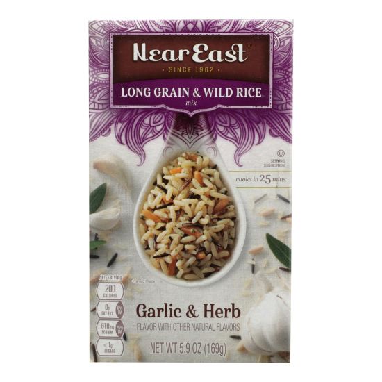 Near East Long Grain & Wild Rice - Garlic - Case of 12 - 5.9 oz