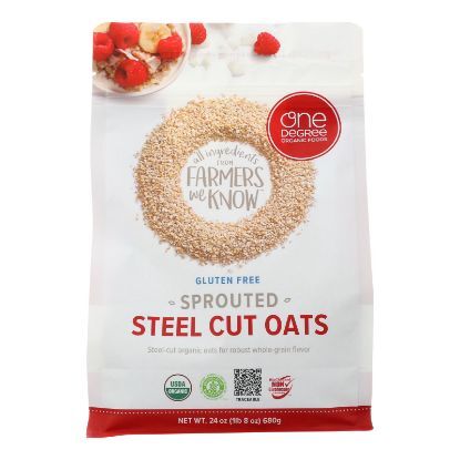 One Degree Organic Foods Organic Steel Cut Oats - Sprouted - Case of 4 - 24 oz