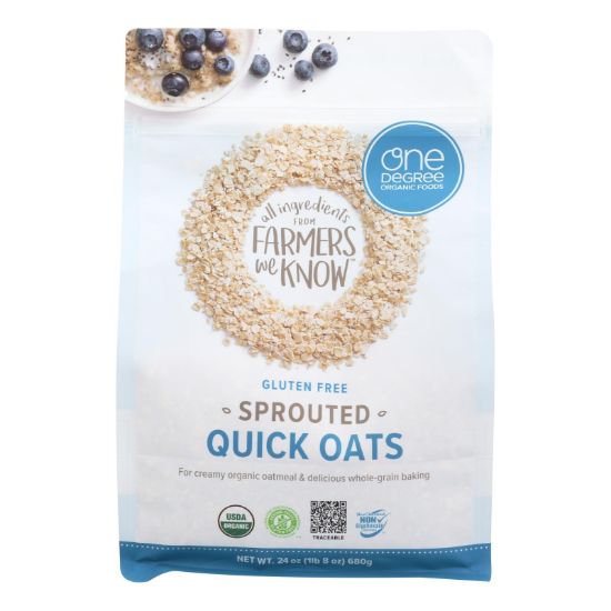 One Degree Organic Foods Organic Quick Oats - Sprouted - Case of 4 - 24 oz