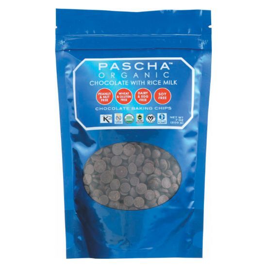 Pascha Organic Rice Milk Chocolate Baking Chips - Chocolate - Case of 8 - 7 oz