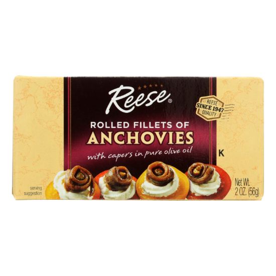 Reese Anchovies - Rolled - Case of 10 - 2 oz