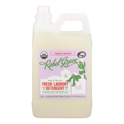 Rebel Green Laundry Detergent - Lavender and Grapefruit - Case of 4 - 64 fl oz