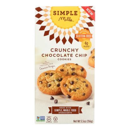Simple Mills Cookies - Crunchy Chocolate Chip - Case of 6 - 5.5 oz