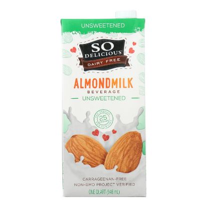 So Delicious Dairy Free Almond Milk Beverage -Unsweetened - Case of 6 - 32 fl oz