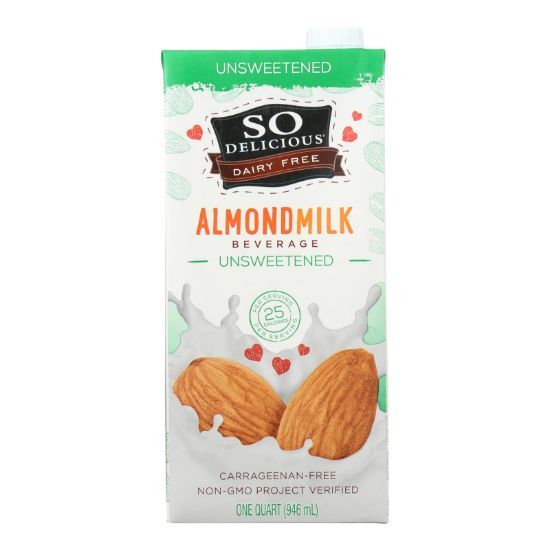 So Delicious Dairy Free Almond Milk Beverage -Unsweetened - Case of 6 - 32 fl oz