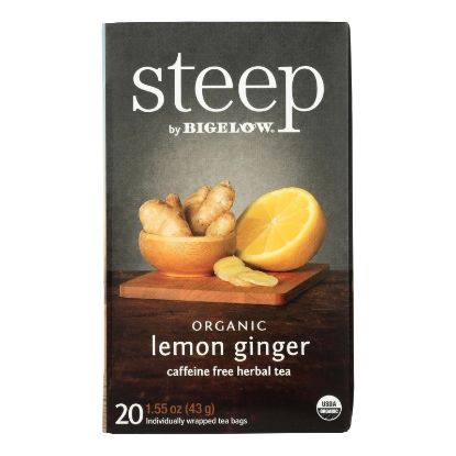 Steep By Bigelow Organic Herbal Tea - Lemon Ginger - Case of 6 - 20 BAGS