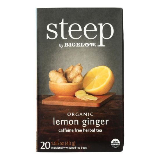 Steep By Bigelow Organic Herbal Tea - Lemon Ginger - Case of 6 - 20 BAGS
